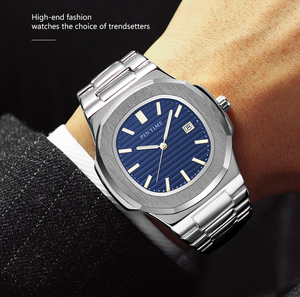 Célèbre marque hommes montre étanche en acier inoxydable bracelet classique hommes Business Casual OEM conception personnalisée Logo montre-bracelet à Quartz - Product Image 5