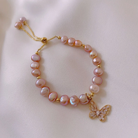 Bracelet réglable en perles d'eau douce baroques
