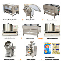 Commerciële semi-automatische productielijn voor diepvriesfrieten met was-, schil-, blancheer-, friteer- en vriesysteem