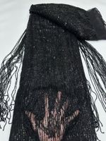 NI.AI Nouveau Tissu en Tulle Brodé de Perles Lourdes et de Franges, avec Paillettes et Perles Tubulaires, pour Robe de Soirée