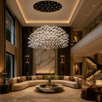 Nouvelle Lumière Suspendue Moderne et Tendance pour Hôtels, Décoration de Mariage, Papillons en Verre, Lustre LED