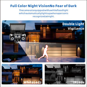 Caméra de sécurité solaire sans fil HongGlobal 16MP CCTV <span class=keywords><strong>3</strong></span> PTZ IP V380 Pro <span class=keywords><strong>4</strong></span> objectifs zoom 10X carte SIM 4G lampadaire solaire avec caméra - Product Image 4