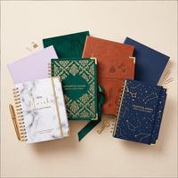 Planificateur d'entreprise personnalisé à spirale, couverture rigide, papier marbré, journal avec impression de logo, estampage à chaud personnalisé