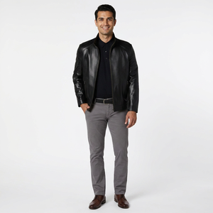 Wholesale Price High Quality Leather <b>Jacket</b> For Men Full Sleeves Custom Made Leather <b>Jacket</b> For Men - Product Image 1