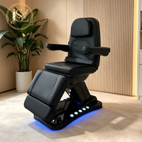Table de massage électrique réglable pour spa, salon de beauté, soins du visage, esthétique, tatouage, podologie avec accoudoirs