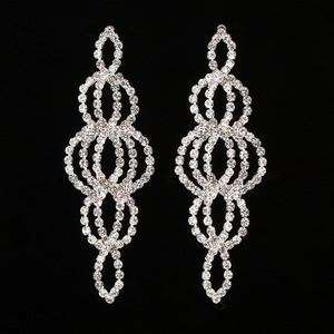 ต่างหูแฟชั่น E446 สไตล์ชาติพันธุ์ ประดับเพชรเต็มวง ต่างหูห่วงโลหะผสมสำหรับผู้หญิง - Product Image 3