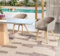 Chaise de salle à manger et de café en velours, style nordique moderne, avec pieds en bois et structure métallique, design évidé, pour hôtels et restaurants