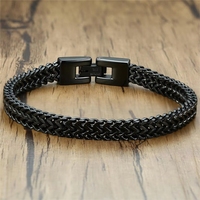 Bracelets chaîne vintage en maille pour homme, en acier inoxydable plaqué argent, or et noir, étanches et inaltérables, bijoux de mode