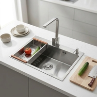 Évier de cuisine moderne de luxe écologique à cuve unique en acier inoxydable 304, installation sous plan, garantie 3 ans