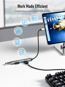 Lemorele TC57 4 in 1 พอร์ต USB Mini-B Splitter อะแดปเตอร์ Usbc สำหรับ <span class=keywords><strong>Surface</strong></span> <span class=keywords><strong>Pro</strong></span> 7 แท่นวางอุปกรณ์ Usb-C Hub 2.0 Super USB C <span class=keywords><strong>3</strong></span>.0 Hub - Product Image 5