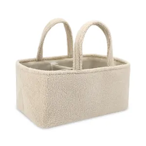 Teddy Velvet High Quality Soft Fluffy Diaper Bag Baby Collapsible Storage Basket