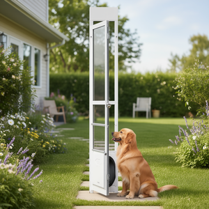 Puerta Corredera Ajustable de Vidrio para Mascotas (Perros) de 91-96 Pulgadas con Marco de Aluminio y Diseño con Cerradura, Modelo con Solapa de 10 1/4 x 16 1/4 - Product Image 2