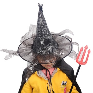 Chapeau de sorcière d'Halloween avec voile, motif toile d'araignée, pour enfants de 8 à 13 ans, accessoire de costume de fête - Product Image 4