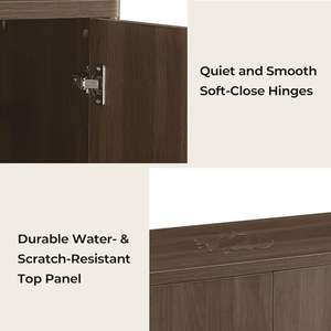 Buffet moderne Buffet Armoire de rangement Petites portes Étagères Salon Accent Bar Cuisine Ensemble 2 Armoire de rangement - Product Image 5