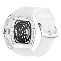 Montre mécanique automatique pour homme Kingston, bracelet en silicone transparent en forme de baril à vin, résistante à l'eau jusqu'à 30 m, tendance
