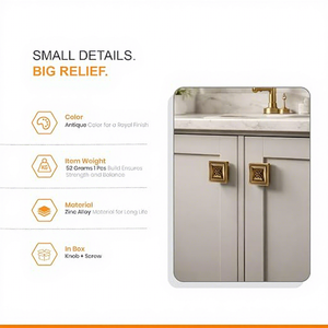 Square <b>Brass</b> Cabinet Handles Traditional Kitchen Drawer <b>Knobs</b> Durable Furniture Hardware - Product Image 4