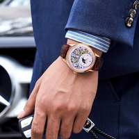Montre Tourbillon Double Luxe Centrale Mouvement Automatique Squelette Logo Personnalisé