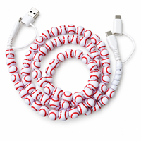 Câble de charge multi-prise USB Type C 4-en-1 avec perles pour téléphone, transfert de données, accessoire cadeau pour les fans de sport