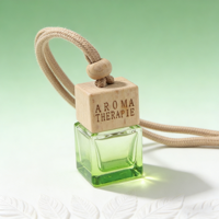 Bouteille diffuseur d'huiles essentielles pour voiture, 8 ml, bouchon en bois noir, classique, dégradé, verre transparent noir, suspendu