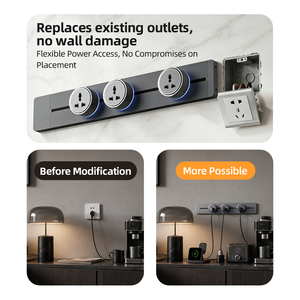 Presa multipla mobile KSQ in metallo con 3 prese, lunghezza personalizzabile 40/50/60/75/100cm, standard UK/<span class=keywords><strong>EU</strong></span>/US/THAI/FR, all'ingrosso - Product Image 3