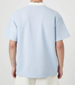 เสื้อโปโลผู้ชายแบบซิปครึ่งตัว คอตัดสีฟ้าอ่อน ทรงโอเวอร์ไซส์ สไตล์ลำลอง ขายส่ง พร้อมจัดส่งจำนวนมากอย่างรวดเร็ว - Product Image 2
