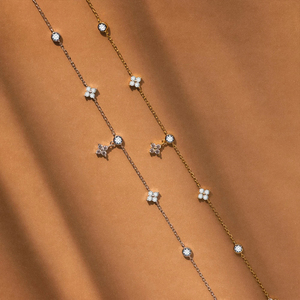 <span class=keywords><strong>Collana</strong></span> in acciaio inossidabile a quattro foglie in oro PVD 14K senza appannamento a quattro foglie stile <span class=keywords><strong>quadrifoglio</strong></span> con zircone da donna - Product Image 5
