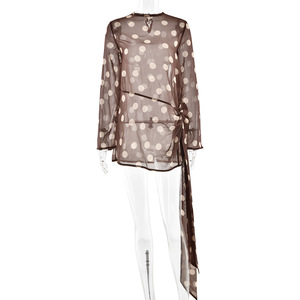 Robe à manches longues à imprimé floral, col rond, coupe ample, décontractée, pour tous les jours - Product Image 5