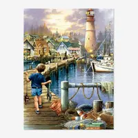Wall Room Decor 5D Fashion Full Drill Diamond Painting Lighthouse Fishing Port Cross Stitch Kits Embroidery DIY Canvas Painting