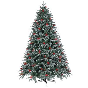 Eco-Friendly PE + PVC Pine Artificial Christmas Tree with Snow White <b>Glitter</b> <b>Red</b> Berries Pine Cones La Navidad Natal - Product Image 1