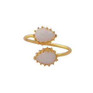 Bague réglable faite à la main pour les femmes élégant bleu calcédoine or Rose broche réglage élégant mode fiançailles principalement en laiton - Product Image 4