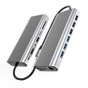 محطة إرساء سريعة متعددة الوظائف USB C Hub 5Gbps, واجهة إيثرنت DP SD4.0 USB3.0 15 في 1 ، منافذ متعددة ، محطة إرساء سريعة