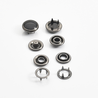 Kancing Tekan Logam Kuningan 12mm Bulat Berlapis Flatback 4-Bagian Mutiara Hitam Model Prong Snap Warna Nikel/Gun Metal # 333