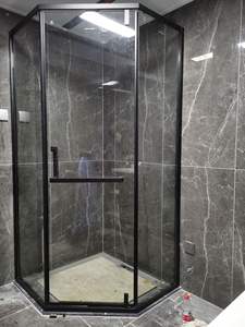 Cabina de ducha deslizante negra, económica y moderna, diamante, Baño - Product Image 6