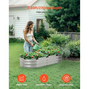 Jardinera Elevada de Metal Plateado 4x2x1 pies para Exterior, Galvanizada, Modelo D0100X3GMKJ - Product Image 2
