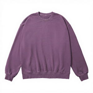 เสื้อสเวตเชิ้ตคอกลมโอเวอร์ไซส์แบบยูนิเซ็กซ์ สีม่วงล้วน ผ้าฝ้ายถัก สวมใส่สบาย สไตล์ลำลอง สำหรับฤดูใบไม้ร่วง ทรงปกติ - Product Image 1