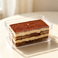 Conteneur en plastique de qualité alimentaire pour tiramisu avec couvercle, boîte d'emballage personnalisée pour desserts et gâteaux, forme rectangulaire, écologique, vente en gros