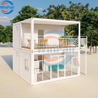 Maisons conteneurs préfabriquées détachables WinFair Japon 20 pieds, 2 chambres, en verre, à faible coût, à vendre, double étage, préfabriquées / Casa Container
