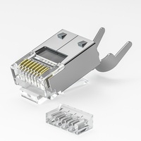 Conector Modular RJ45 Cat5e de Pasante, Chapado en Oro, Chip Grande, Sin Blindaje, Cabeza de Cristal para Red