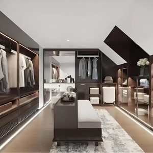 Armario Vestidor Moderno de Madera Personalizado con Luz LED, Fácil de Montar, Muebles de Dormitorio de Lujo para Sala de Estar y Villa - Product Image 3
