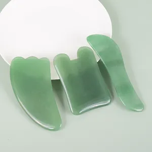 Großhandel Hochwertige grüne Aventurin Kristall Gua Sha Massage Gesichts Jade Gus Sha Set