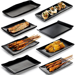HCMA A5 A8 Dinnerware Melamine Matte Black Dinner Kitchen <strong>Serving</strong> <strong>Plates</strong> Modern Lunch Salad Dishes Multi-Purpose Dishware Sets - Product Image 5