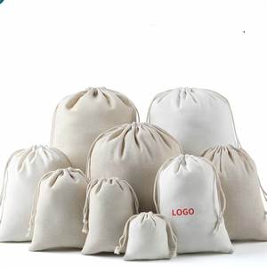 Sacs en coton à cordon de serrage prêts à être expédiés en gros, sacs pour aliments et légumes - Product Image 1