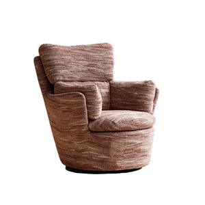 Sillón Individual de Tela Estilo Francés, Sillón Giratorio Marrón para Sala de Estar - Product Image 4