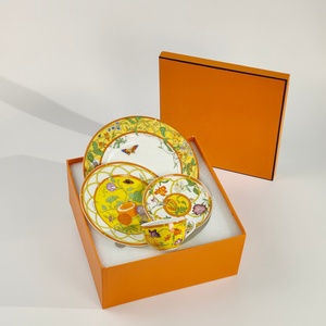 Nordic Modern Nordic Yellow Ceramic Plate and Porcelain Dinner <b>Set</b> Patterned Wedding Dishes Promotion Bone China Dinnerware - Product Image 2