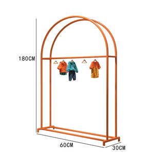 Espositore Semplice per Negozio di Abbigliamento, Stand da Terra per Vestiti per Bambini, Appendiabiti Arancione Personalizzato - Product Image 3