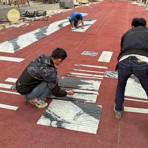 Azulejo acanalado de piedra negra de mezcla blanca de mármol blanco Panda para decoración de encimera de isla - Product Image 5