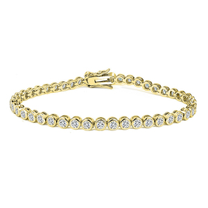 Venta al por mayor de fábrica Toderi Pulsera de tenis unisex con bisel chapado en oro de 14k, moissanita de corte brillante VVS1 color D, joyería GRA - Product Image 1