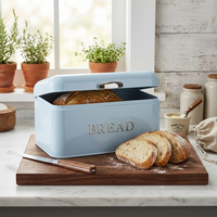 Caja para Galletas y Pan Ovalada de Hierro y Acero, Duradera, con Tapa Hermética, Aislada, Diseño Moderno, Recubrimiento en Polvo, Contenedor de Almacenamiento para Cocina, Precio Bajo