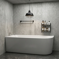 Baignoire autoportante en acrylique avec jupe murale, pour hôtel, appartement, maison, bain à remous avec 2 côtés en faïence, haute qualité