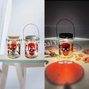 Hadiah Dekorasi Natal Halloween 11Oz Kosong Sublimasi Salju Globe Surya Mason Jar Lampu Bersinar Elf Kaca Dapat Angin Spinner